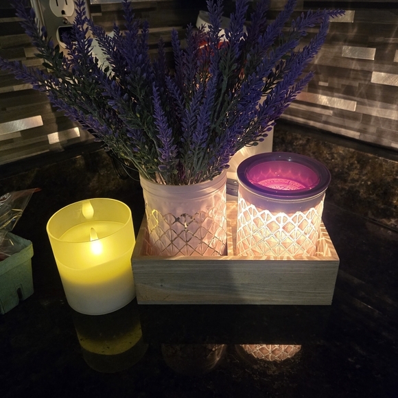 Scentsy Lavender Candle Holder Set - Purple and Cream - Picture 4 of 4